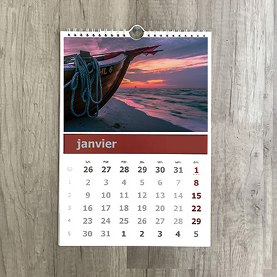 calendrier mural reliure spirale